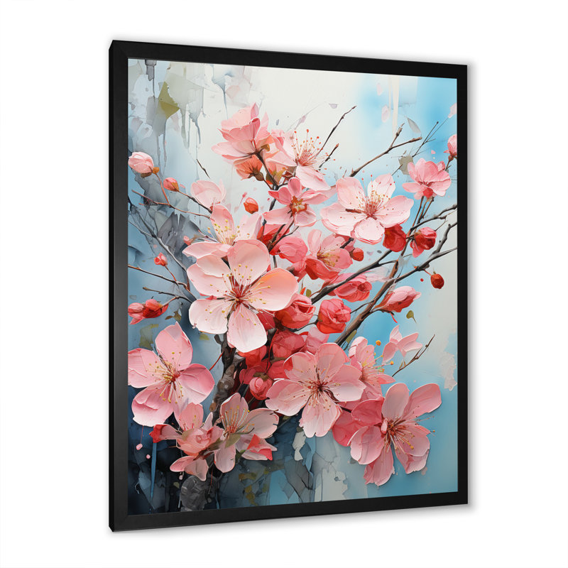 «Alcinous Pink Apple Blossom Collage III», reproduction sur toile, Toile encadrée noire simple, H 44 po x l 34 po x P 1,5 po