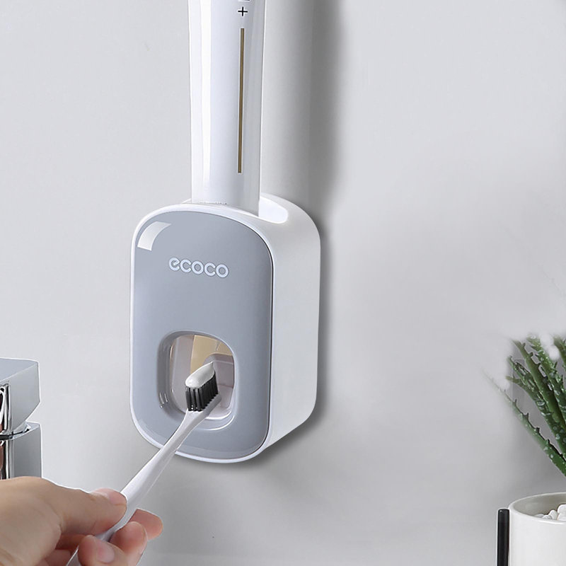 Automatic toothpaste squeezer Bathroom Nail- Wall-mounted Double-squeezer Lazy Automatic Toothpaste Squeezer, Gray
