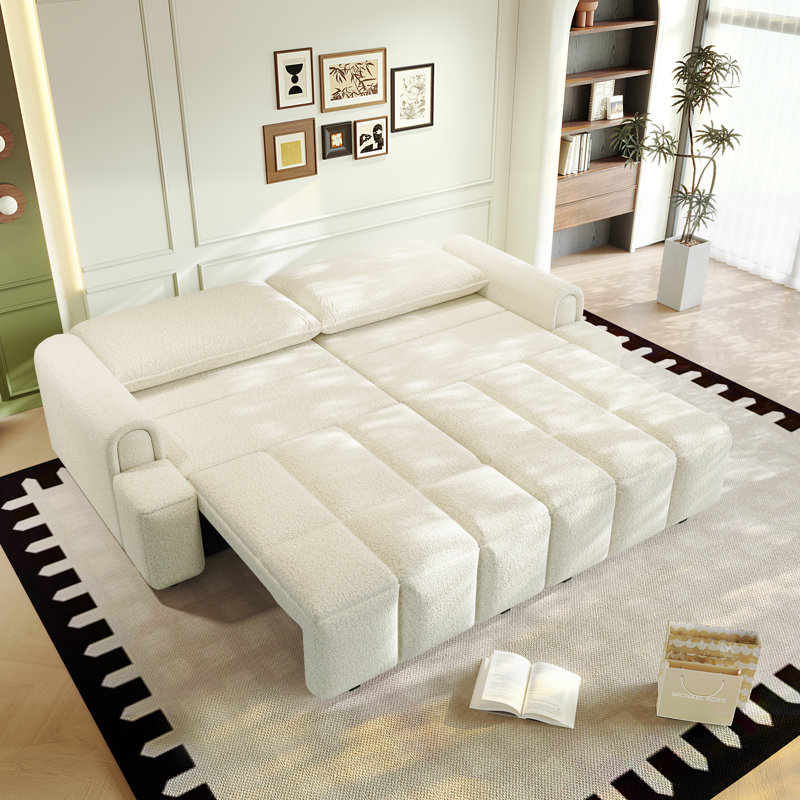 Canapé confortable en tissu 4 places, Beige / Blanc