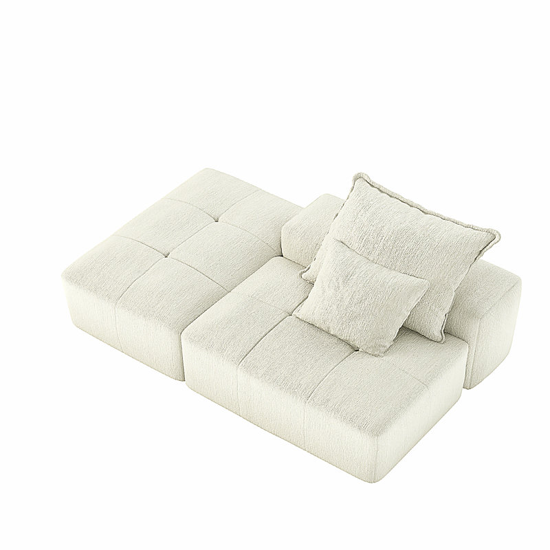 Canapé modulaire moderne très grand, canapé en tissu de chenille scintillant avec deux coussins, canapé moelleux intégré pour le bricolage, aucun assemblage requis