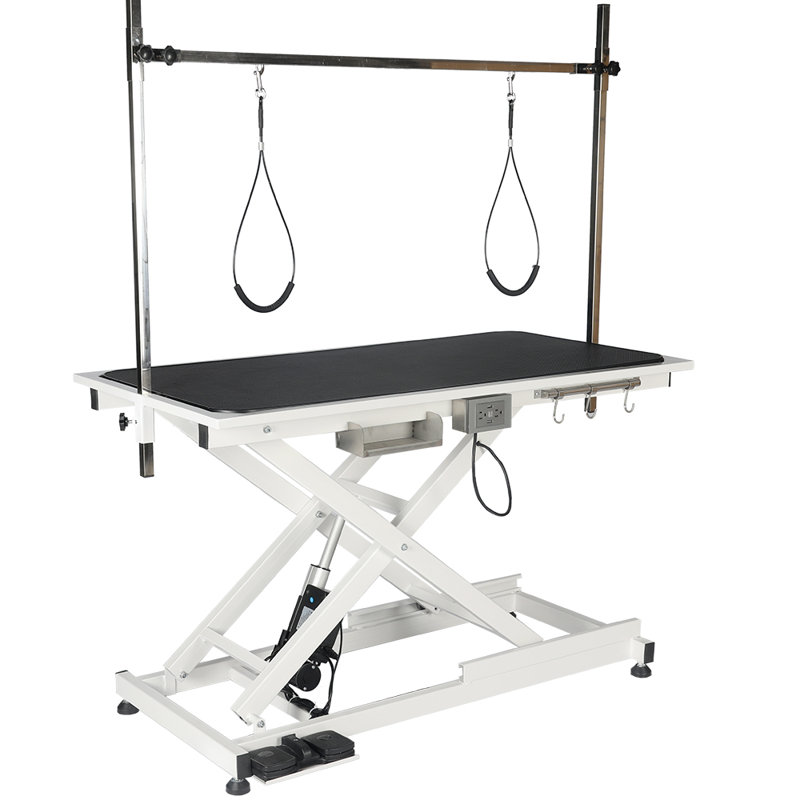 67'' H x 49.6'' W x 26'' D Metal Adjustable Dog Electric Grooming Table