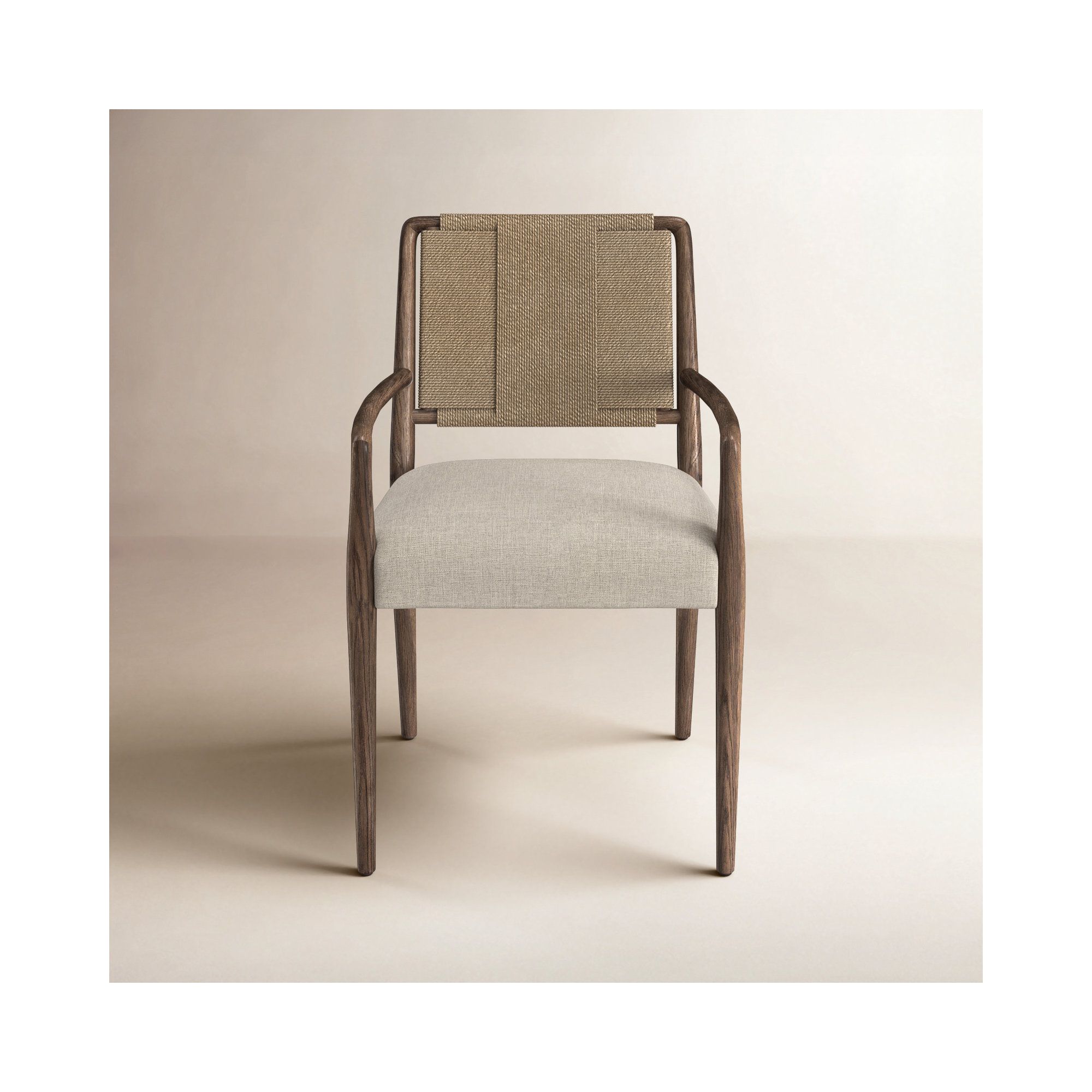 Betha Polyester Blend Armchair Dining Chair, Alcala Wheat, Tan Ash