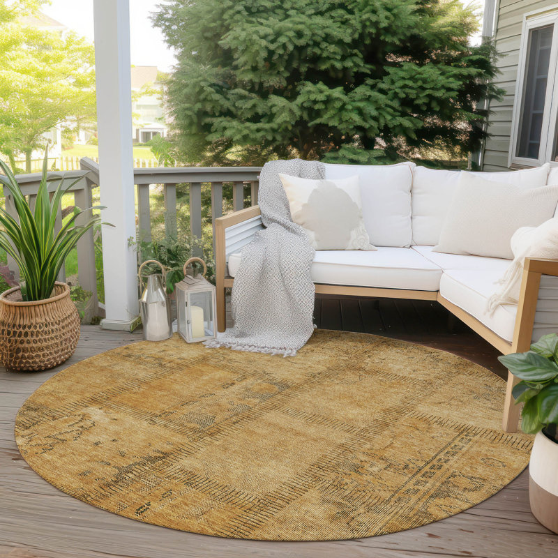 Margia Patchwork Indoor / Outdoor Rug, Round 8'