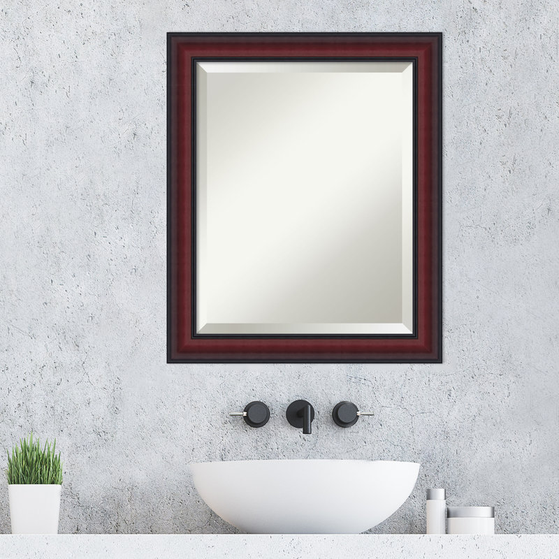 Miroir mural de salle de bain Dalat, 23,75 po x 19,75 po, Cerisier