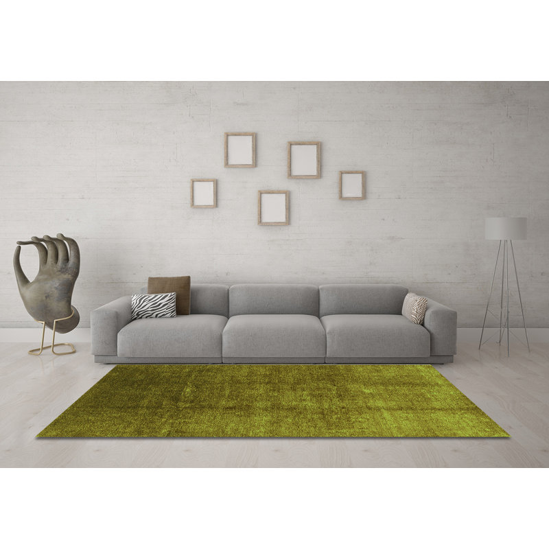 Tapis vert moyen lavable 1230 Mid-Century, Rond 7 pi