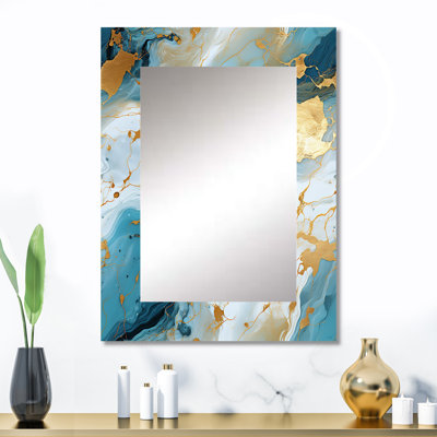 Or artistique Elegance Marble Grace - miroir en marbre, miroir mural décoratif abstrait, impression d'art en métal