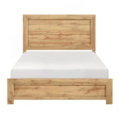 Mobilier de chambre à coucher contemporain au charme naturel avec lit à finition naturelle, lit dans une boîte