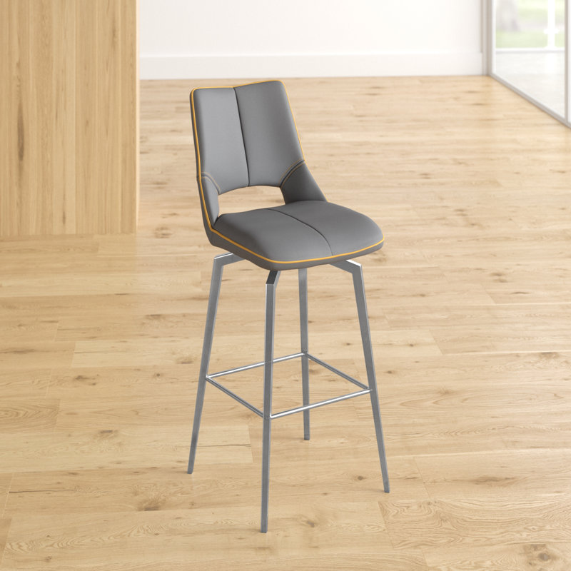 Virginia Swivel Upholstered Counter Stool, Graphite Grey