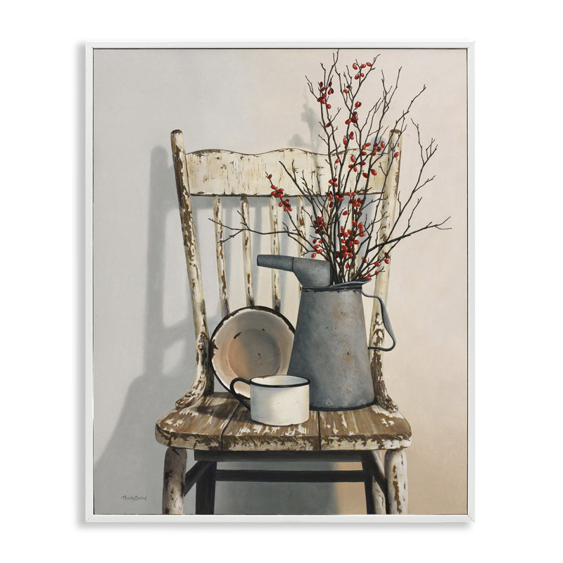 Vintage Rustic Things Neutral Painting White Framed Giclee Texturized Art by Cecile Baird, 20" H x 16" W