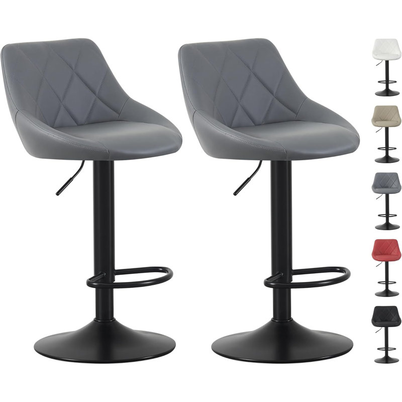 Swivel Adjustable Height Counter Stool with Metal Frame, Grey