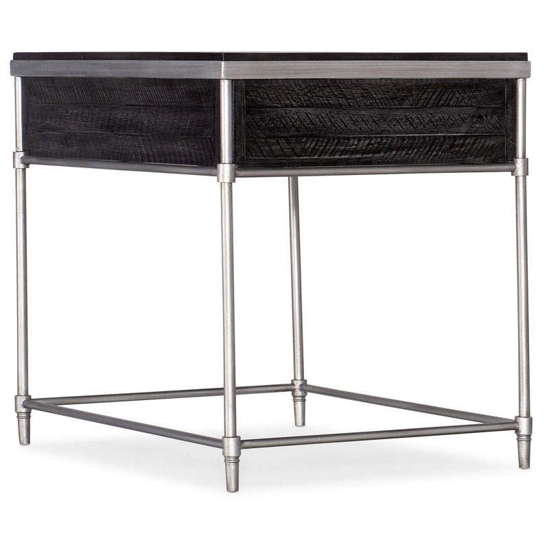 St. Armand Solid Wood End Table, Black, Silver