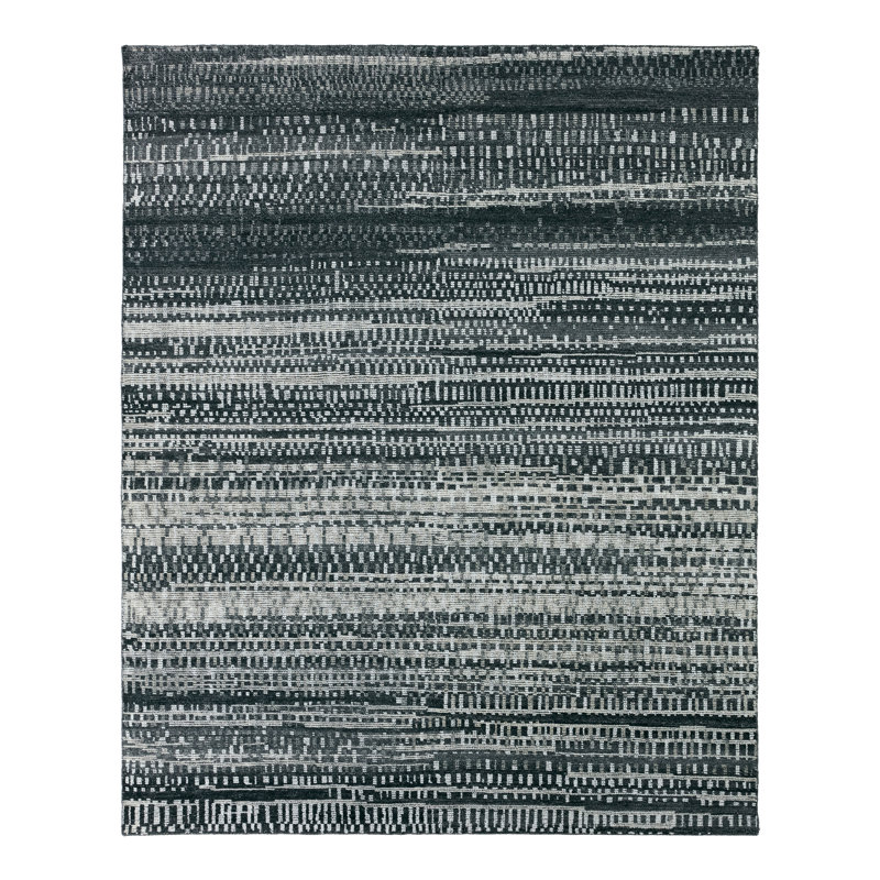 Jaipur Living Jamaal RIZ11 Handknotted Stripes Black and Gray Area Rug (6'x9'), Rectangle 8' x 10'