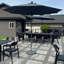 Parasol de marché 132 po gris avec comptoir à manivelle inclus-126410837-99526008