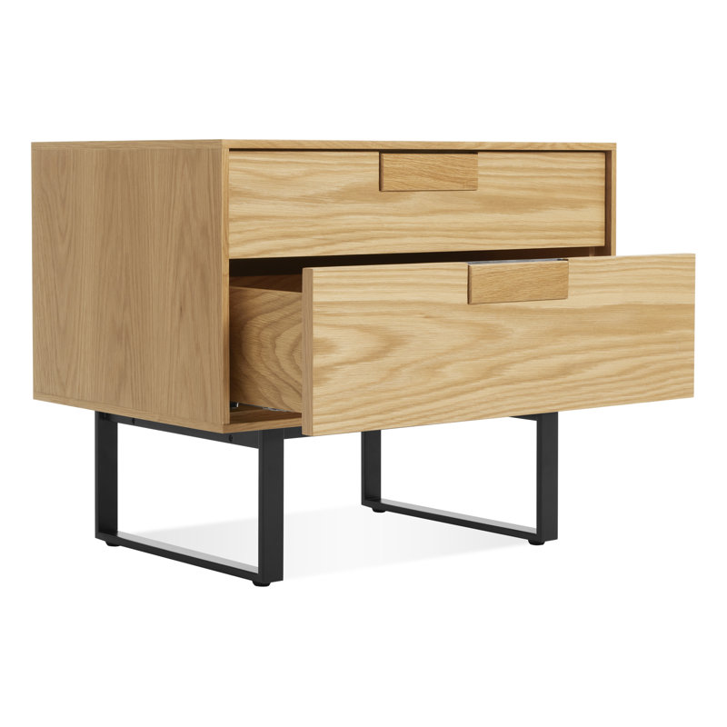 Series 11 2 - Drawer Nightstand, Black/White Oak