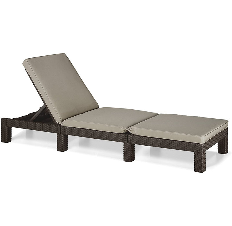 Reclining Sun Lounger with Cushion, Brown