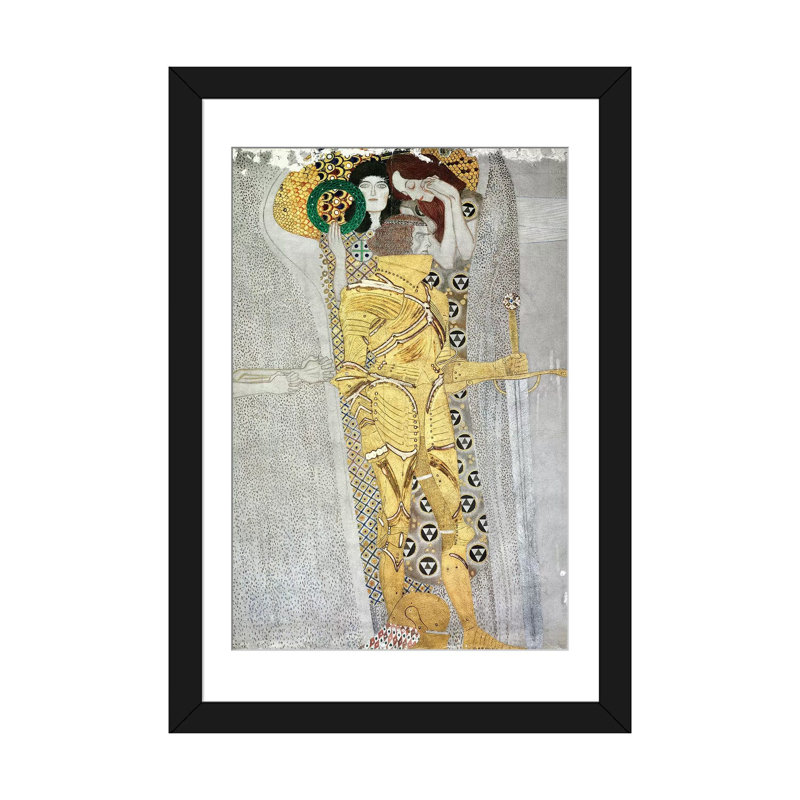 «Détail du chevalier, frise Beethoven, 1902» par Gustav Klimt sur toile, H 32 po x l 24 po x P 1 po, Blanc