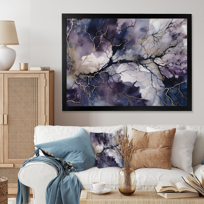 Mauve et explorer la langue de la peinture III - peinture abstraite grand art mural, Cadre simple noir