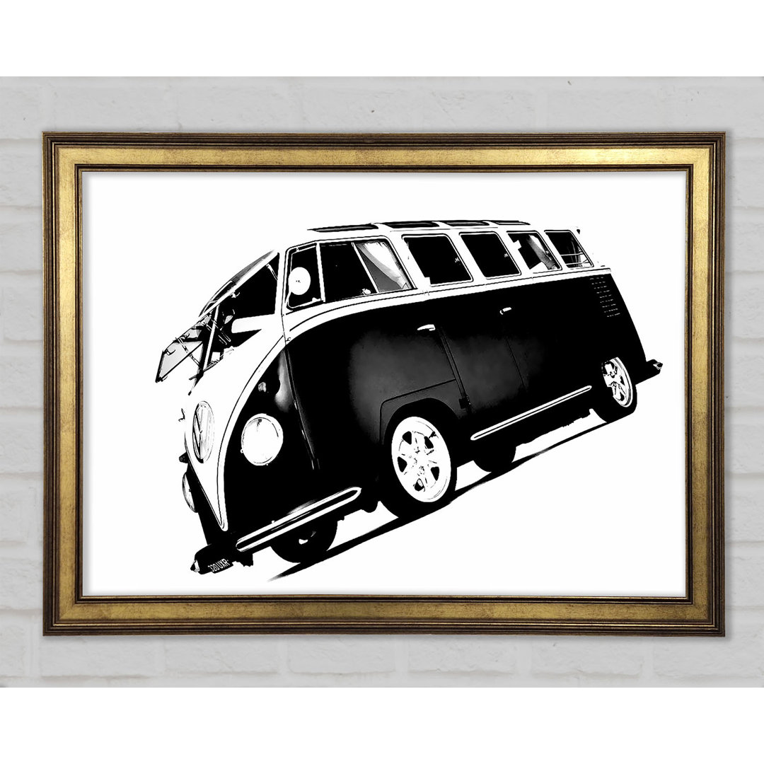 VW Camper Van Black N - Einzelner Bilderrahmen Kunstdrucke