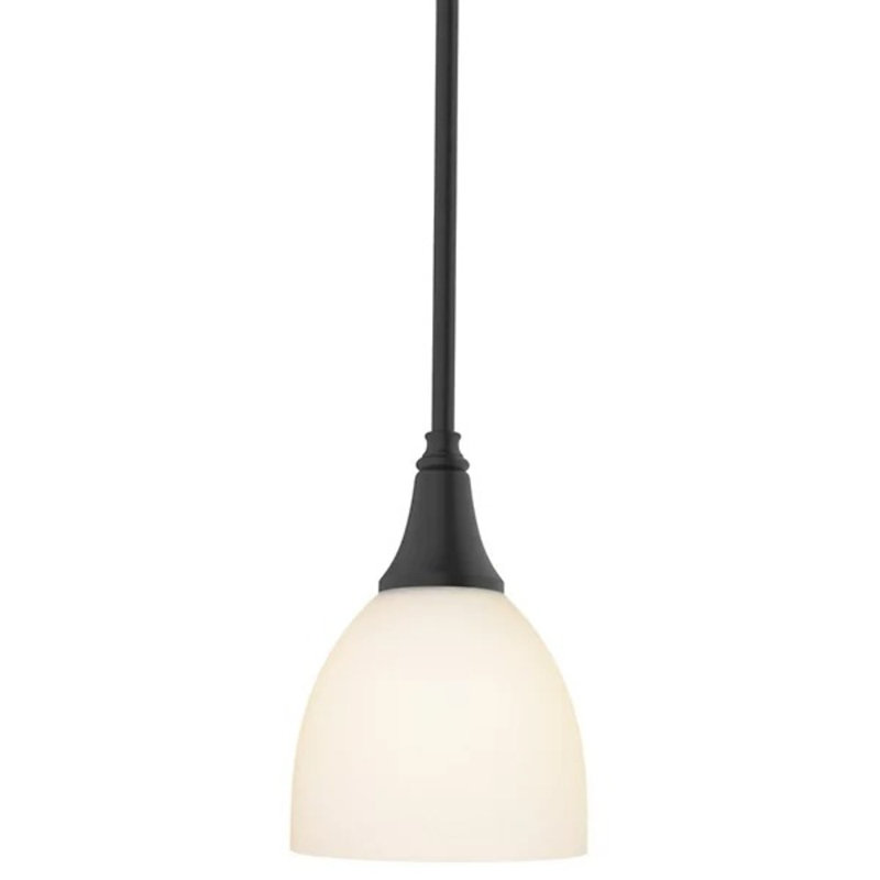 Trumpet 1-Light Single Dome Pendant, Black, White