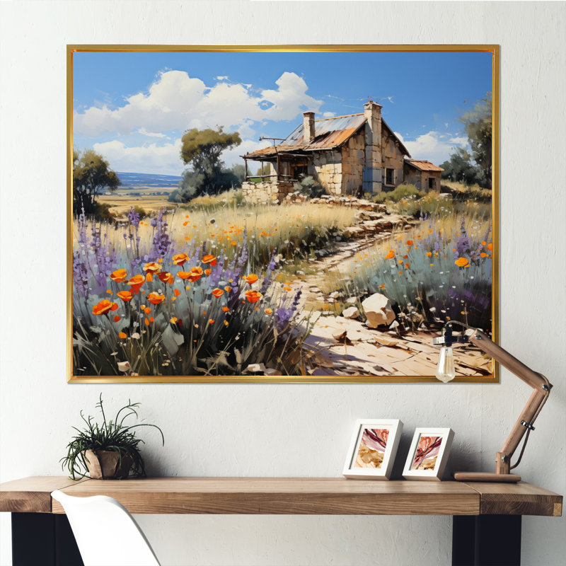 Charme rustique sur toile, Cadre flottant doré, H 24 po x l 32 po x P 1 po