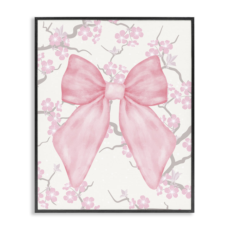 Fleur de cerisier et ruban, estampe numérique, conception de Jesse Keith, Giclée encadrée noir minuit, H 30 po x l 24 po