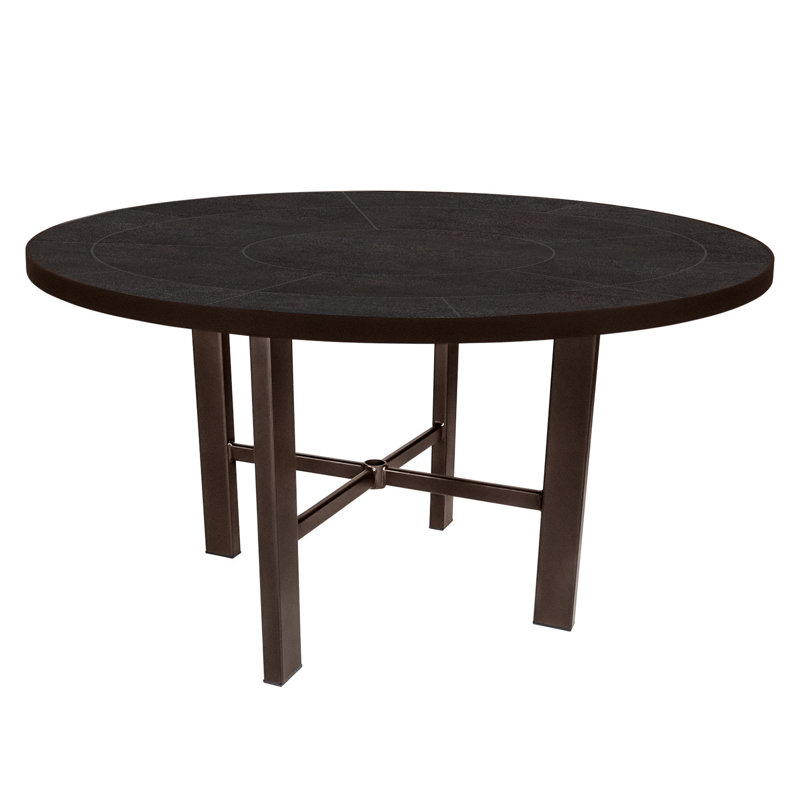 Tables Outdoor Round Bar Table, Summit Gray, Carbon Black, 29.5" H x 54" W x 54" D