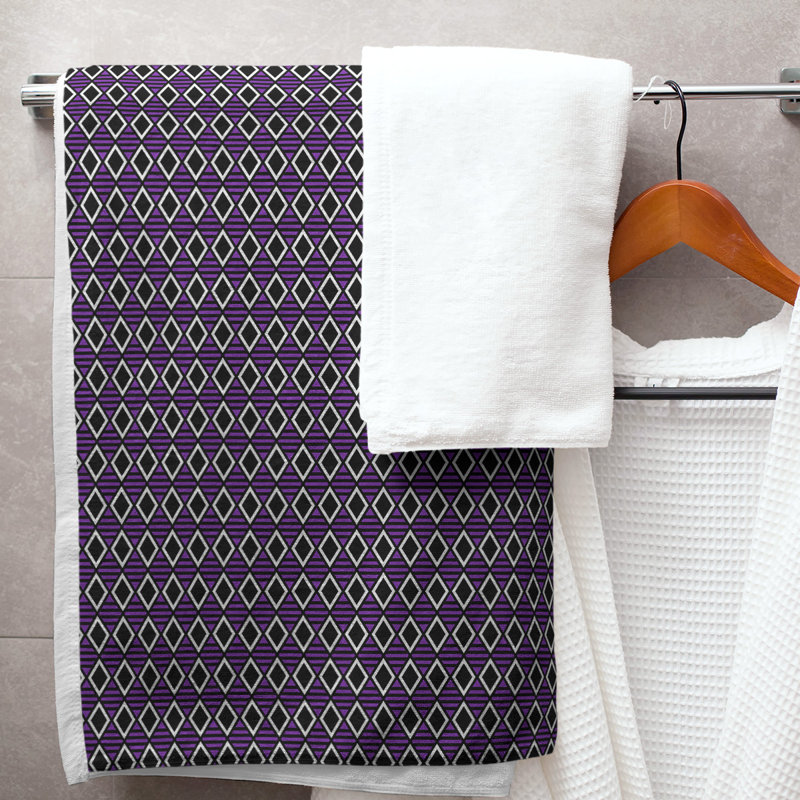 Serviette de bain à losanges géométriques, Violet