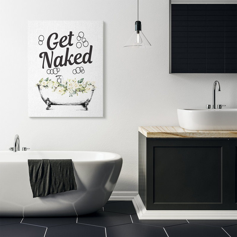 «Get N Nued Bath Tub Bathroom Design», impression, H 48 po x l 36 po, Toile tendue