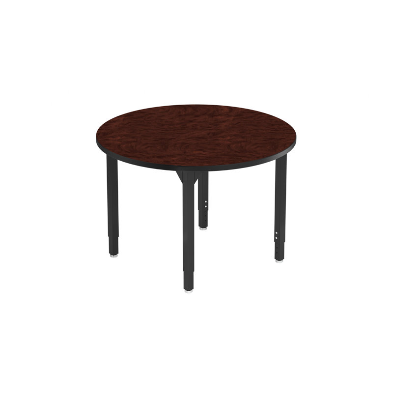 Table d'activité robuste à hauteur ajustable, ronde 36 po, noyau en panneau de particules / moulure en T, structure noire
