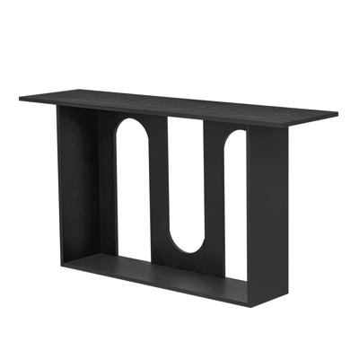 Modern And Curved Design Ash Veneer Console Table With Shelf,Suitable For Entryway,Hallway Living Room,Foyer,Corridor