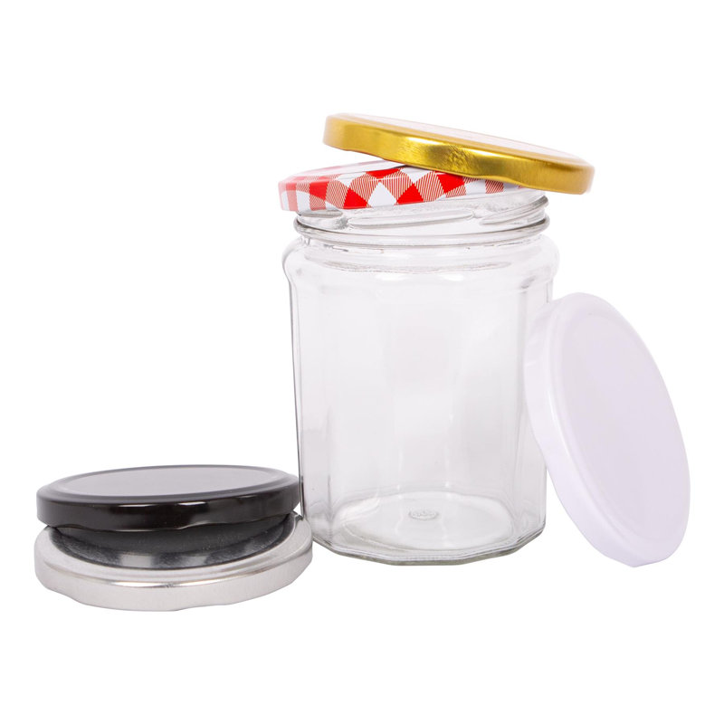 Argon Tableware Glass Jam Jars with Lids, Black, 380ml