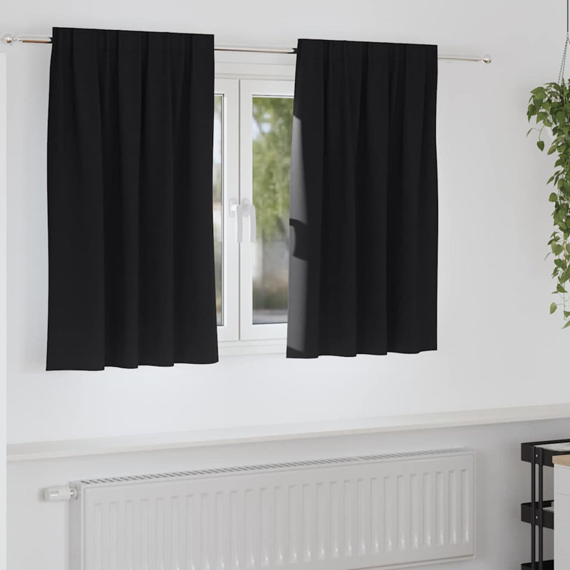 Blackout Curtain Pair, Black, 140cm Width x 140cm Drop