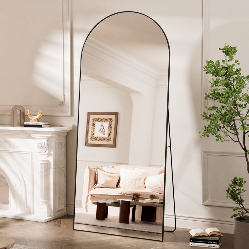  Aluminum Frame Full Length Mirror for GYM/ Bedroom, 75" x 34", Arched