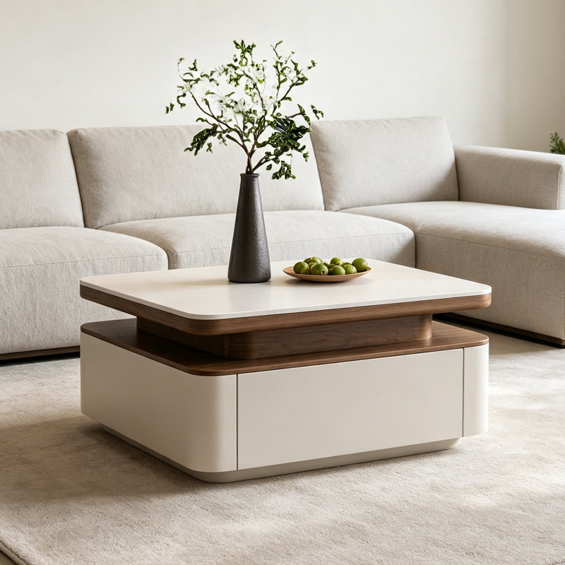 Table basse moderne en pierre, Cream