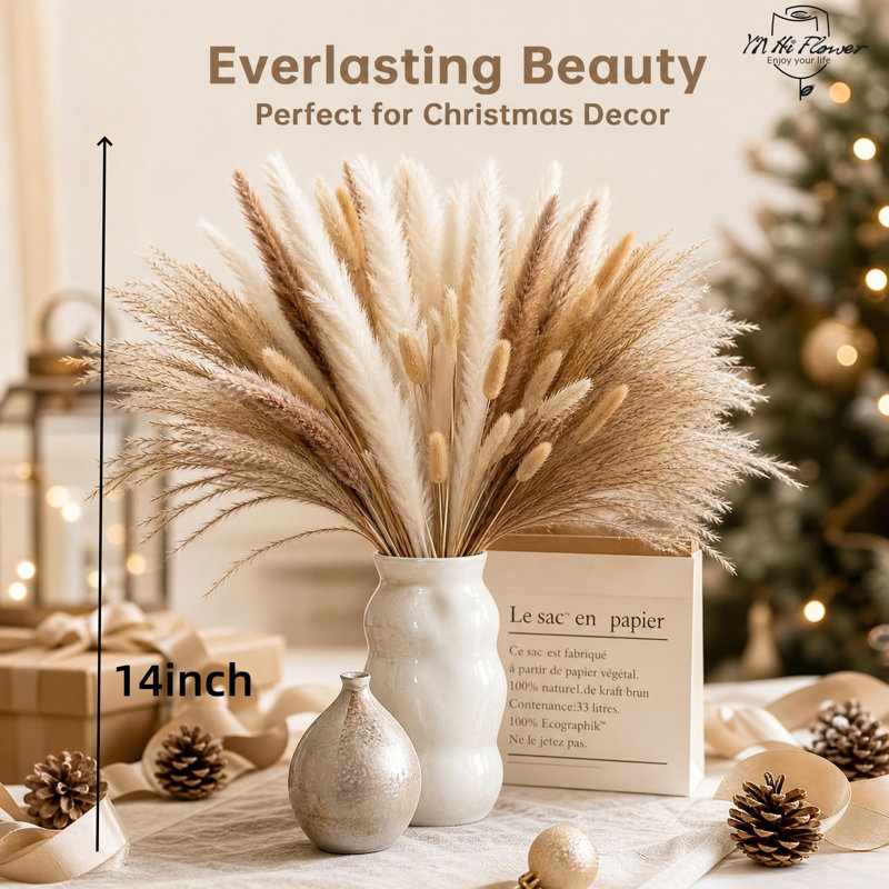 Ensemble de 340 bouquets de fleurs séchées préservées naturelles, centre de table de Noël rustique, remplisseur de vase de maison de campagne pour décoration intérieure et cadeau de Noël