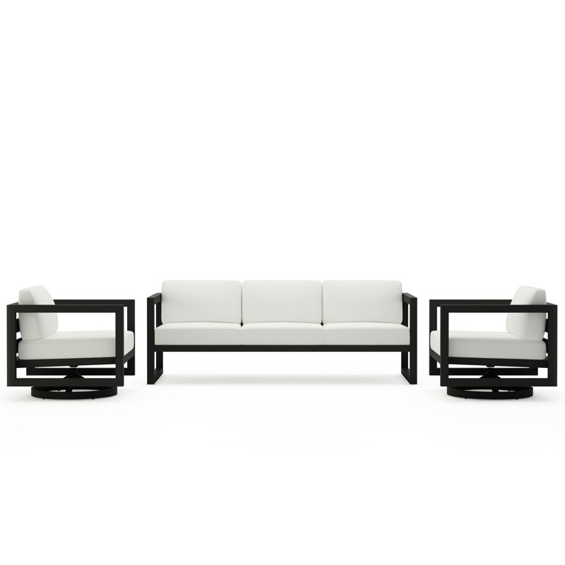 Avion 3 Piece Sofa Set With Swivel, Slate, Canvas Natural Sunbrella® Canvas