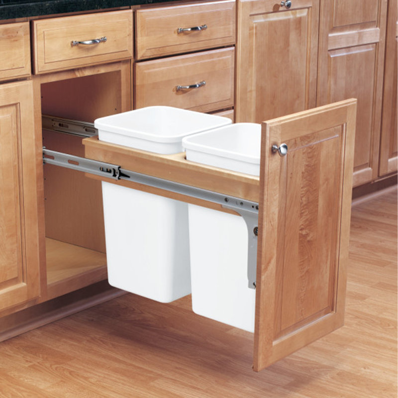 Poubelle escamotable en bois Rev-A-Shelf , Double, L 11,75 po