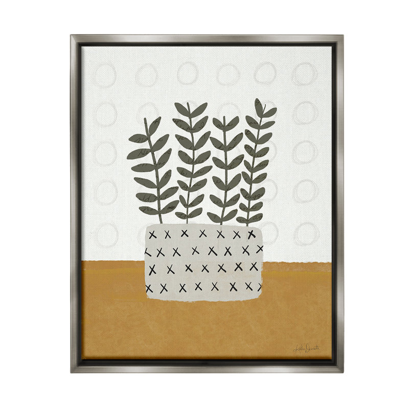 «Patterned Leaf Bouquet Floater Frame» par Katie Doucette sur, H 31 po x l 25 po, Cadre flottant gris lustré