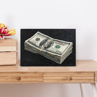 A Bundle Of One Hundred Dollar Bills Contemporary Dramatic Minimalist Portrait Architecture Wall Art