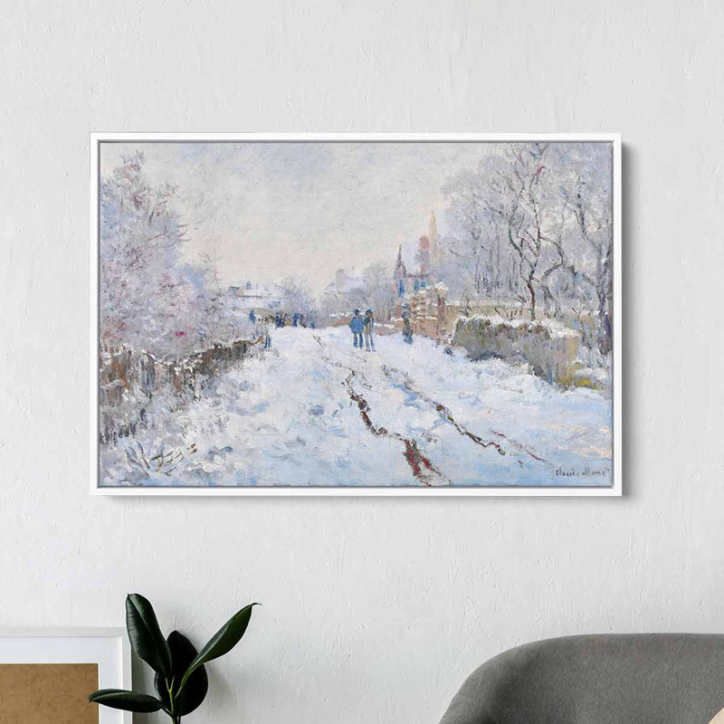Blue vintage snow Wall Art Canvas 6791, Cadre flottant blanc, H 16 po x l 20 po
