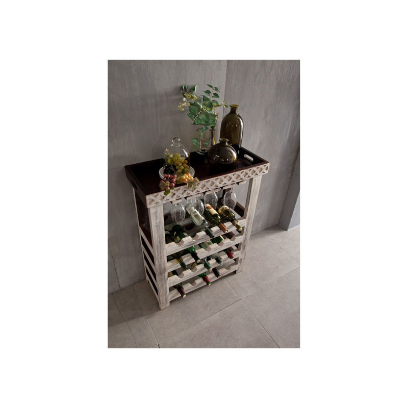 Castle Solid Wood Floor Wine Bottle Rack in White