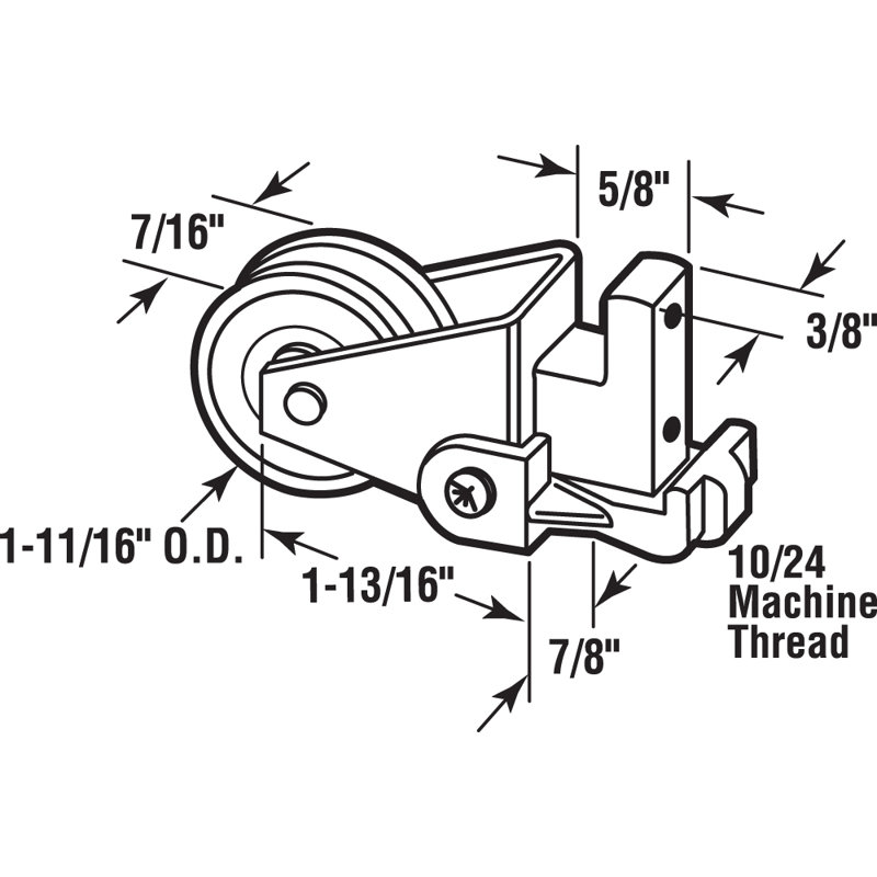 Rouleau en nylon 1-11 / 16 po par 7/16 po, porte d'art (paquet simple)
