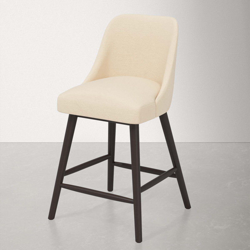 Tabouret Gallie, Espresso, Tabouret de comptoir (siège d'une hauteur de 27 p, Velours performance perle classique