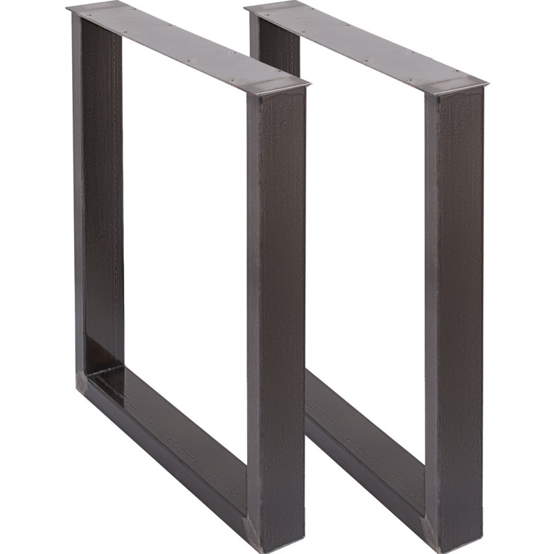 Ensemble de 2 pieds de table en acier, 28 po de hauteur, 23 po de largeur, des pieds de table robustes à section carrée de 3,1 po, 28 x 23 x 3,1 pouces de style industriel noir en métal de style campagnard
