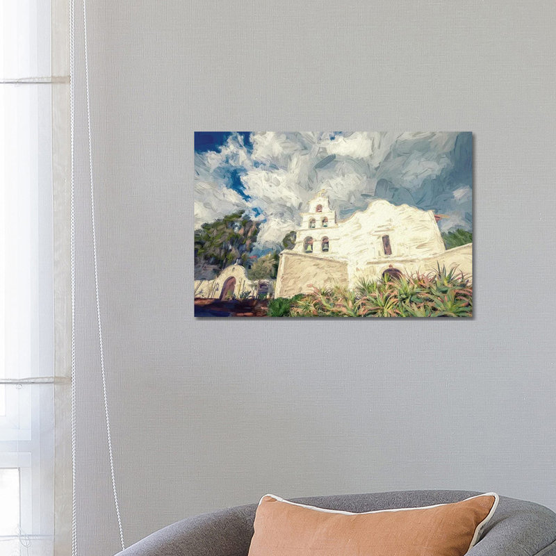 «The San Diego Mission», reproduction d'art sur toile encadrée, H 18 po x l 26 po, Toile tendue, Ne s’applique pas