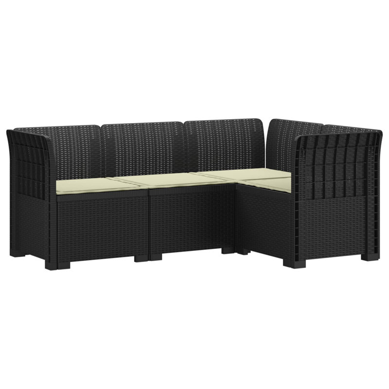 62 cm W Patio Sofa with Cushions, Cream, Anthracite