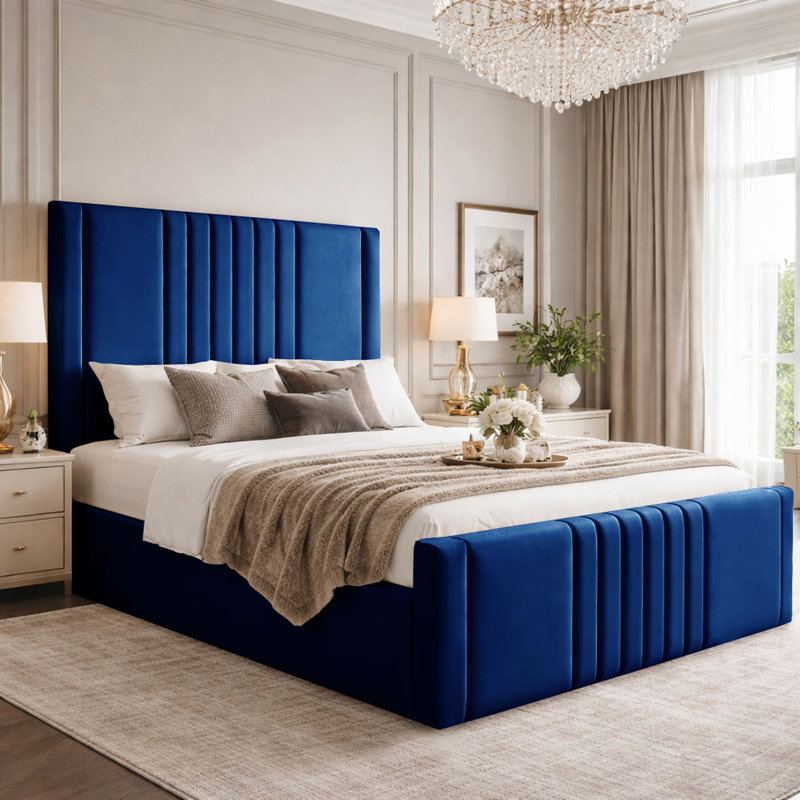 Haisley Upholstered Storage Bed Frame, Marine, Double (4'6)