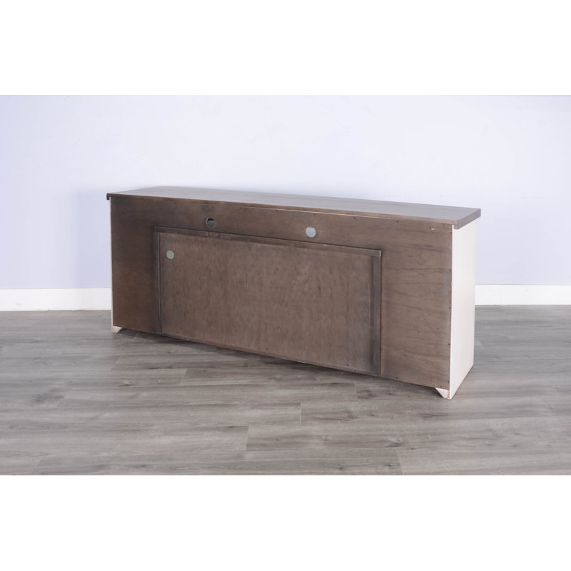 Unfinished TV Stand for TVs up to 85" with Fireplace Included, Brown/White