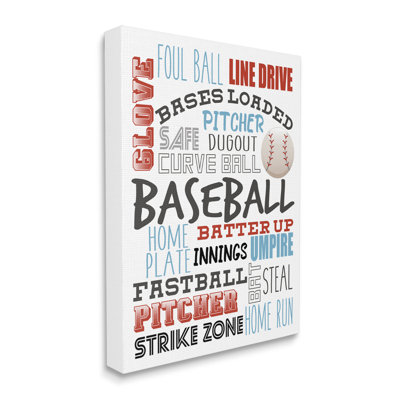 " Baseball Sports Terms Red Blue Kids' Hobby " Textual Art Print