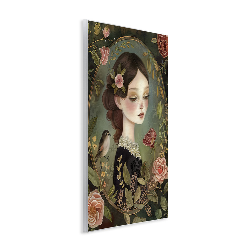 Vintage Lady & Floral Border Wall Plaque, design by The Dutch Lady, 19" H x 13" W